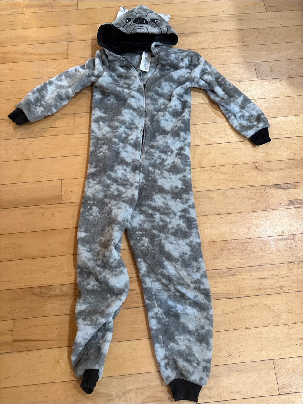 Kids Bulldog Fleece One-Piece Hooded Pajamas 6/7